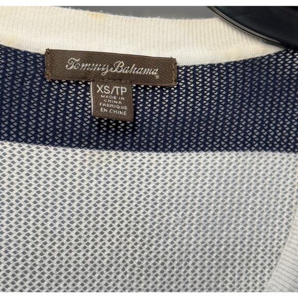 Tommy Bahama Long Sleeve Netting Knit Cover Up Stripe Blue Women's Teen Size XS - Picture 5 of 12